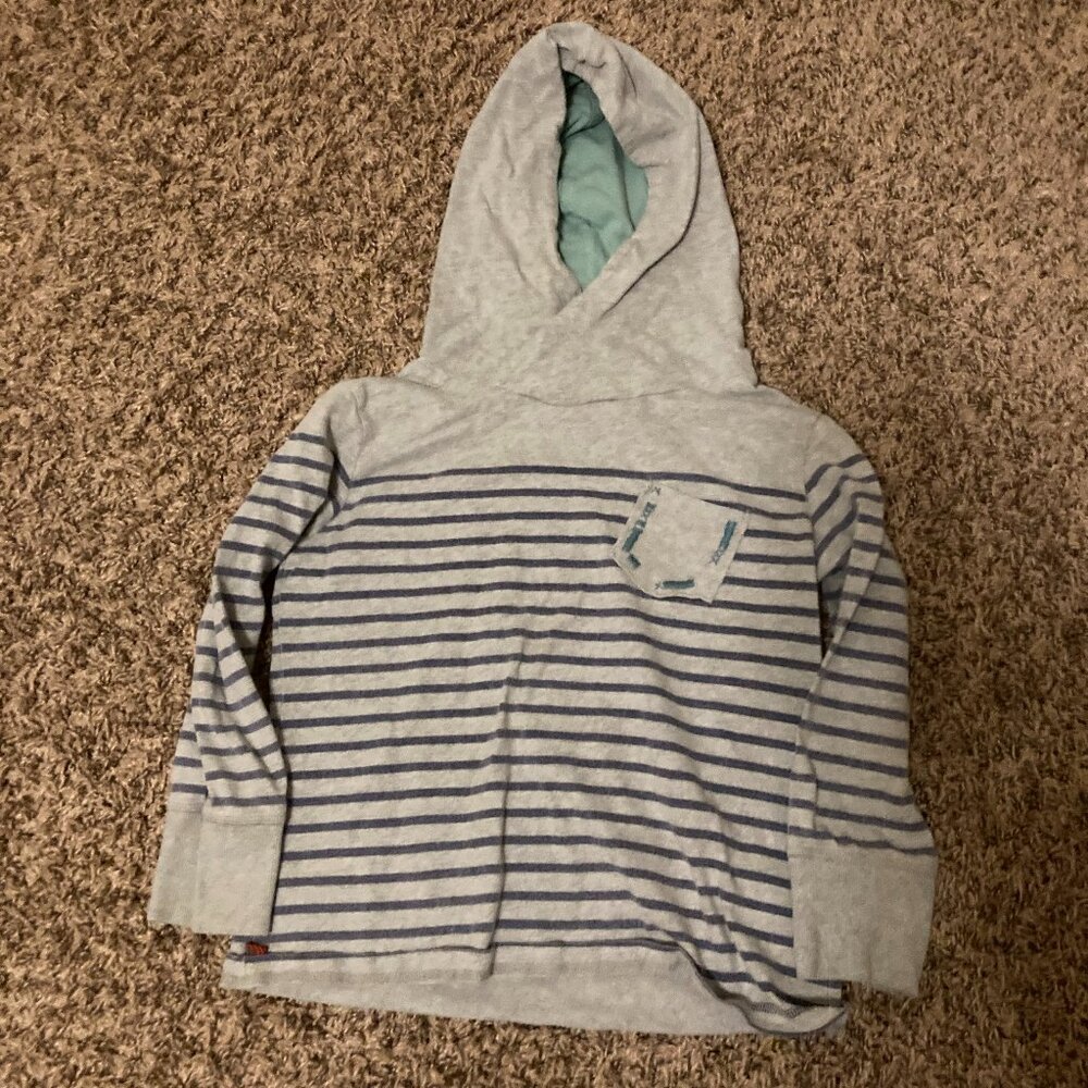 Naartjie Gray Purple Striped Hoodie XL Xtra Large 7 Hooded Sweatshirt Cotton